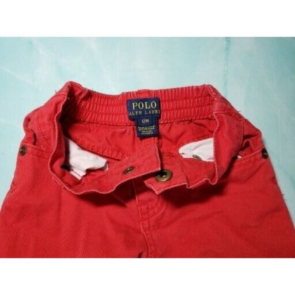 Polo Ralph Lauren Vintage Baby Unisex Cotton Pants Red Khaki 12 Months 12m GUC - Picture 3 of 6